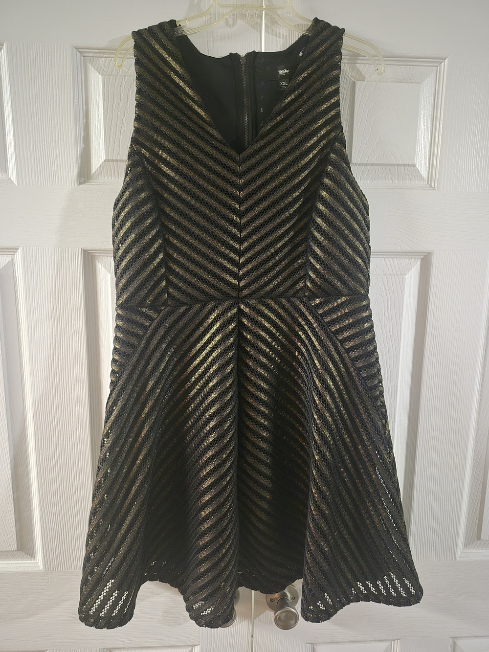 Mossimo Supply Co. Black and Gold Striped Fit & Flare Mini Dress